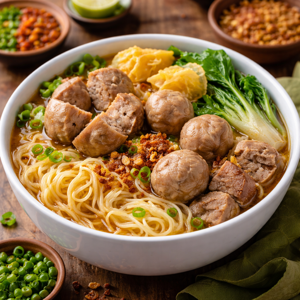 Bakso mie campur lengkap